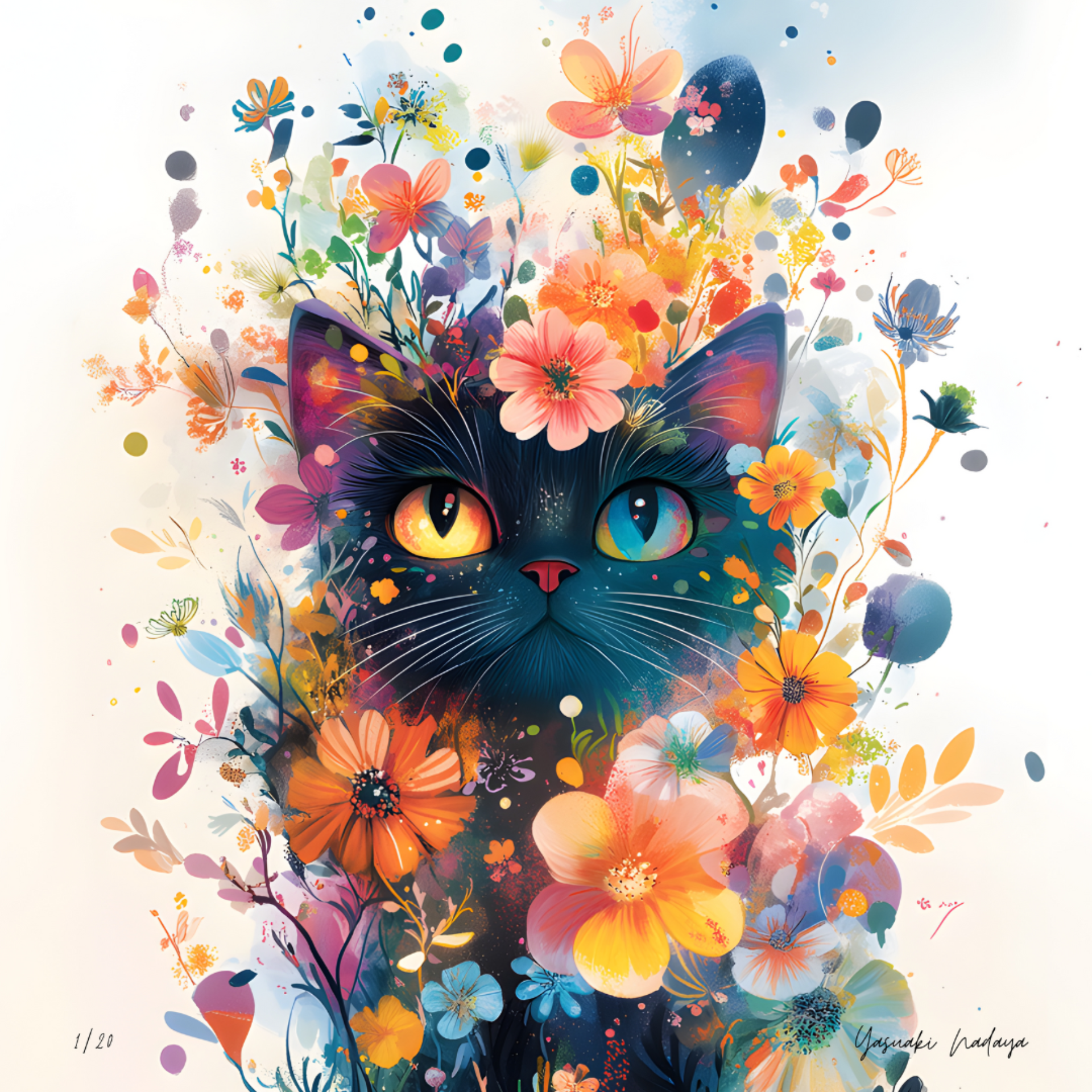 キャンバスプリント_【猫の花束 / 精一杯、ただ自由に