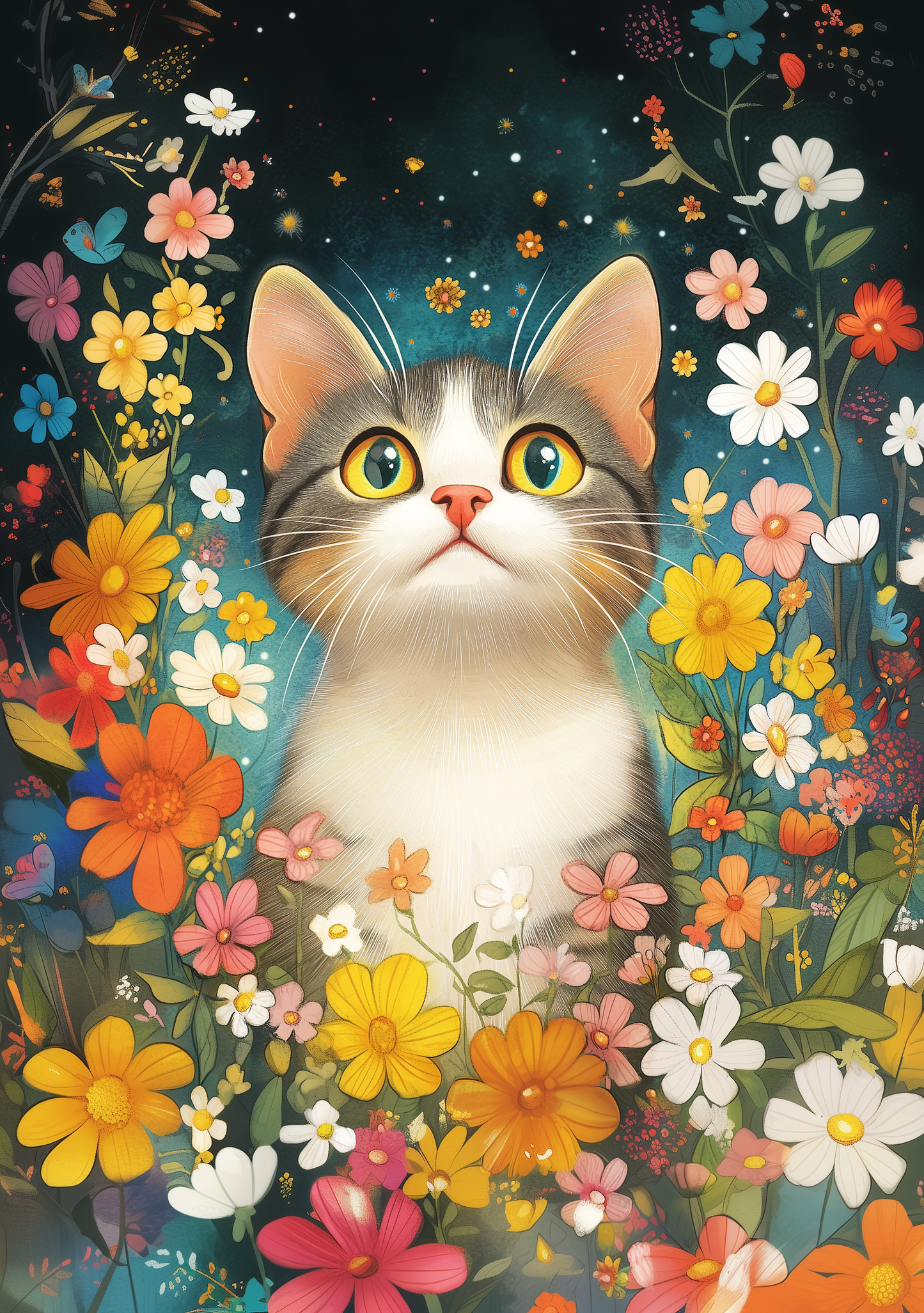 Wallpaper image_[Cat and night lights]