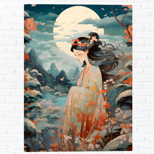 キャンバスプリントA3サイズ「月夜の美人」（横29.7×縦42×厚2 cm）